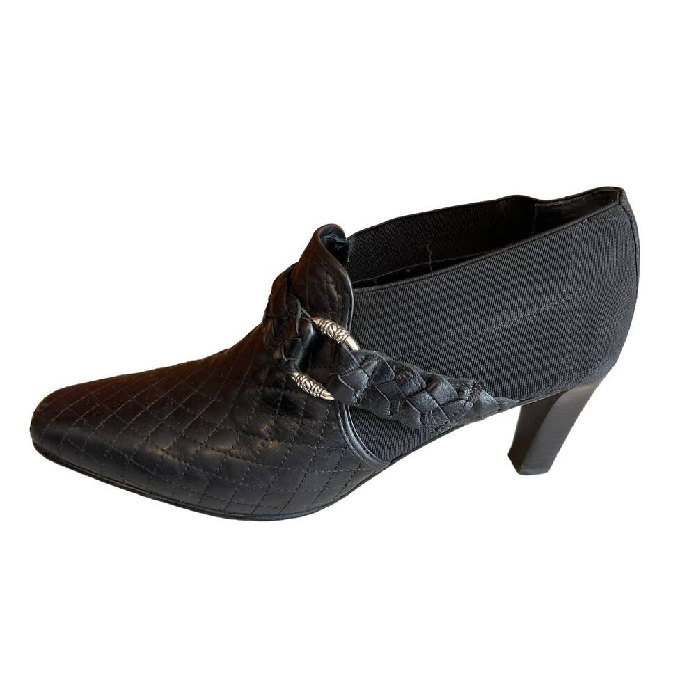 Brighton Roman Quilted Leather Ankle booties Boots shoes Black 7